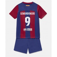 Barcelona Robert Lewandowski #9 Hjemme Trøje Børn 2023-24 Kortærmet (+ Korte bukser)